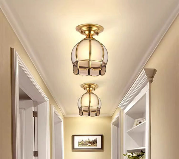 European style copper home decoration corridor entrance balcony small ceiling lamp