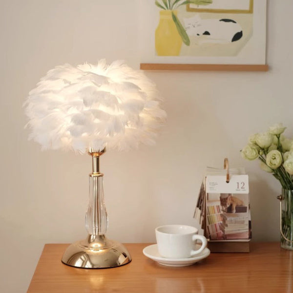 Lampe de chevet de chambre à coucher en plumes