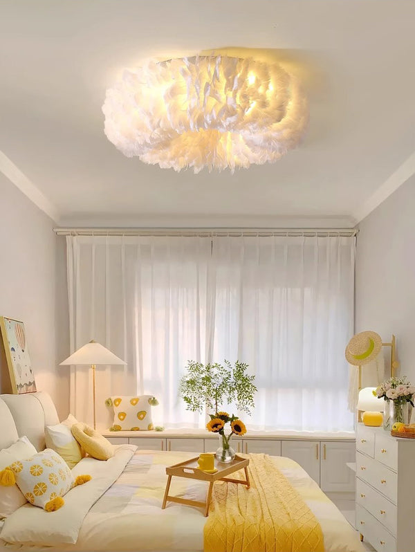 Cream style feather bedroom ceiling lamp