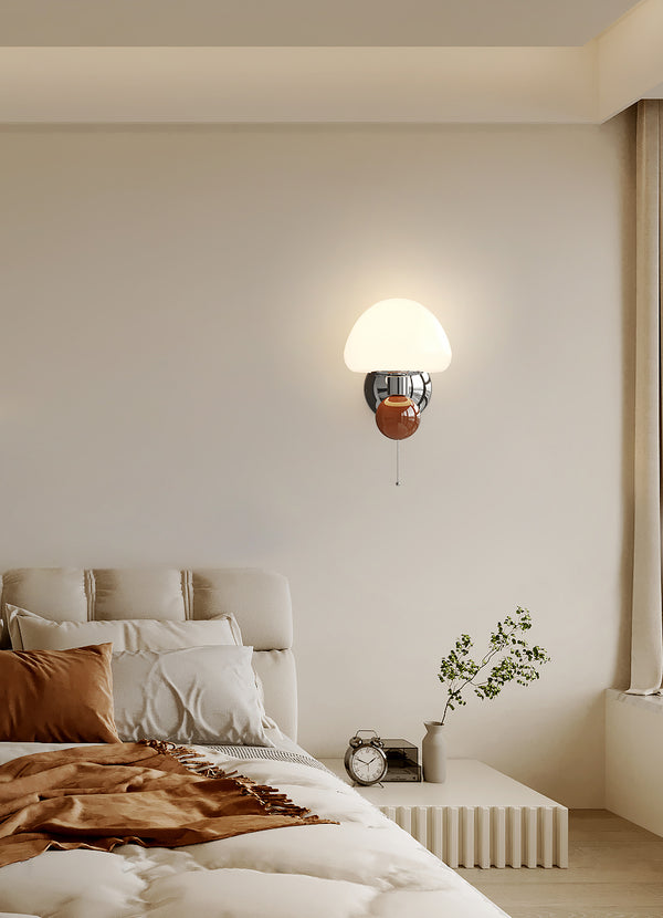 Applique de chevet de chambre à coucher de style champignon crème