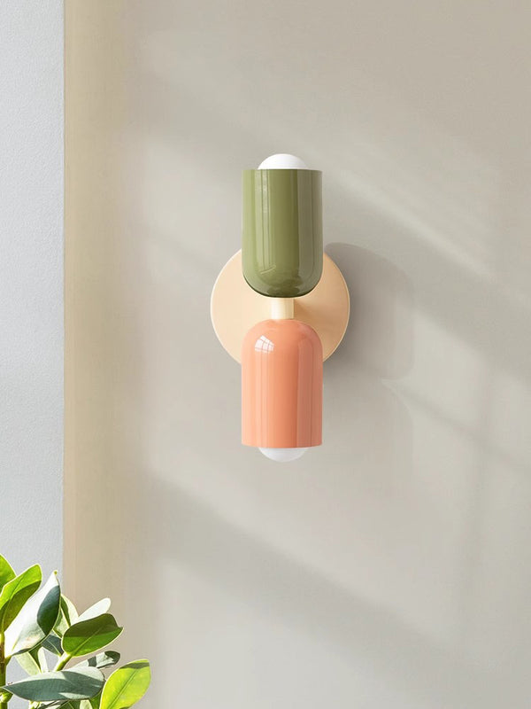 Cream style double head bedroom bedside wall lamp