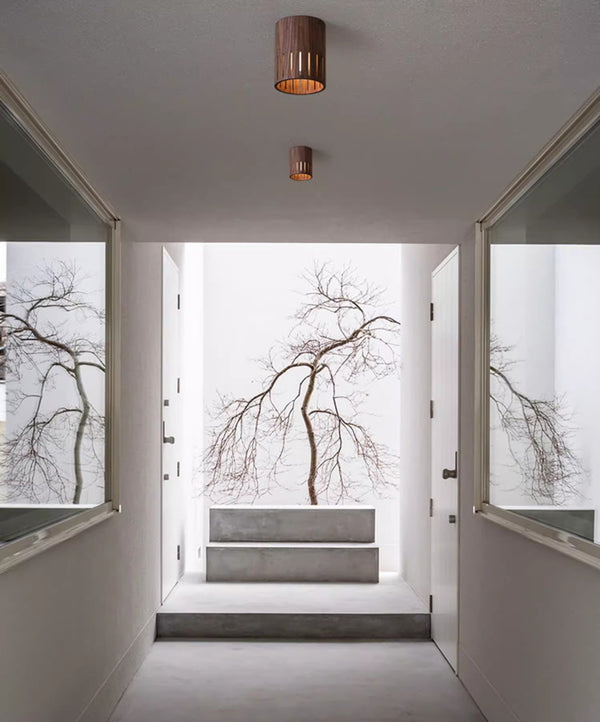 Plafonnier de couloir en noyer de style chinois