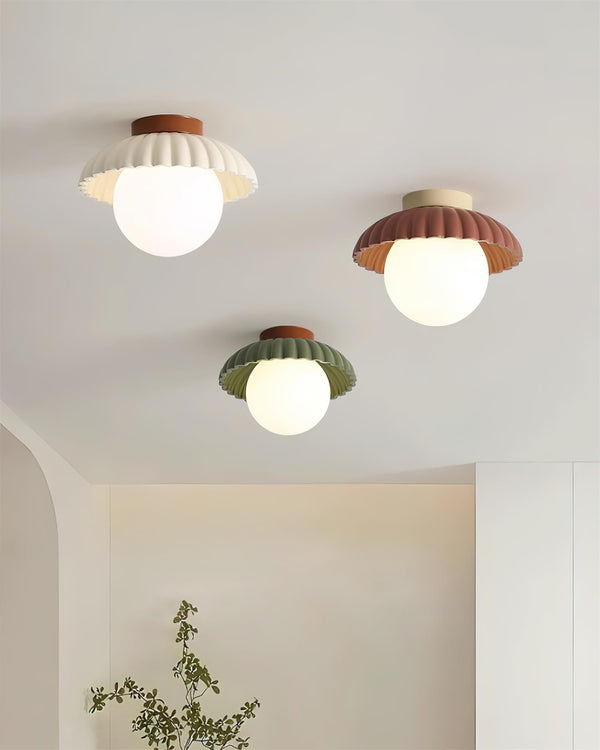 Creative round ball straw hat ceiling lamp