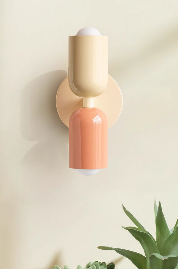 Cream style double head bedroom bedside wall lamp