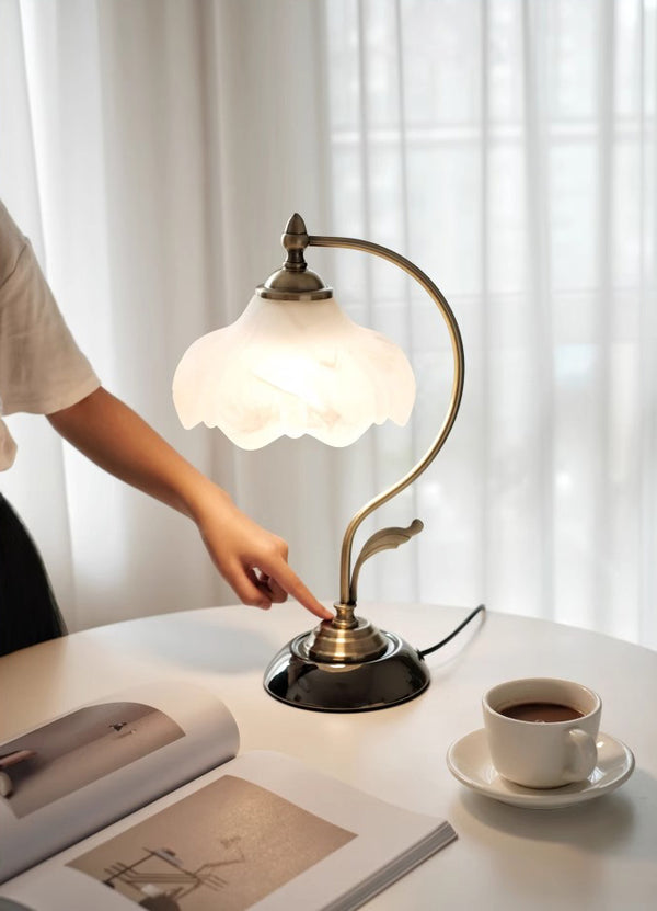 French retro glass bedside table lamp
