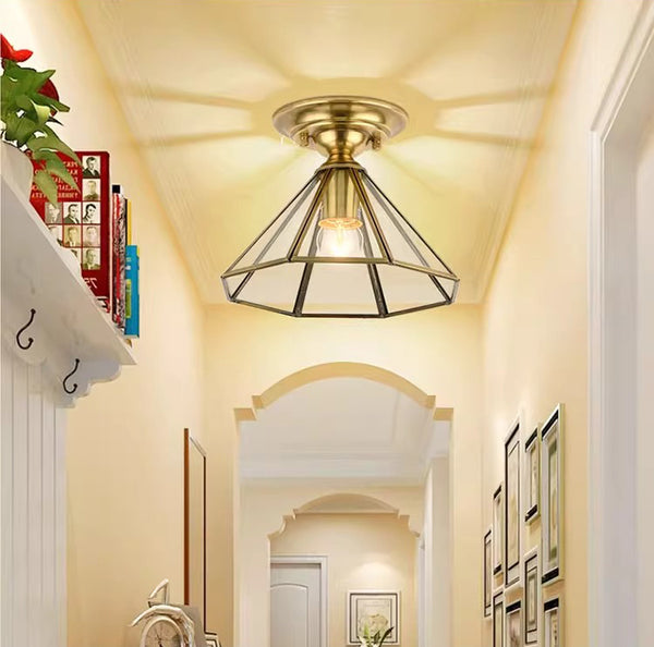 European style copper home decoration corridor entrance balcony small ceiling lamp