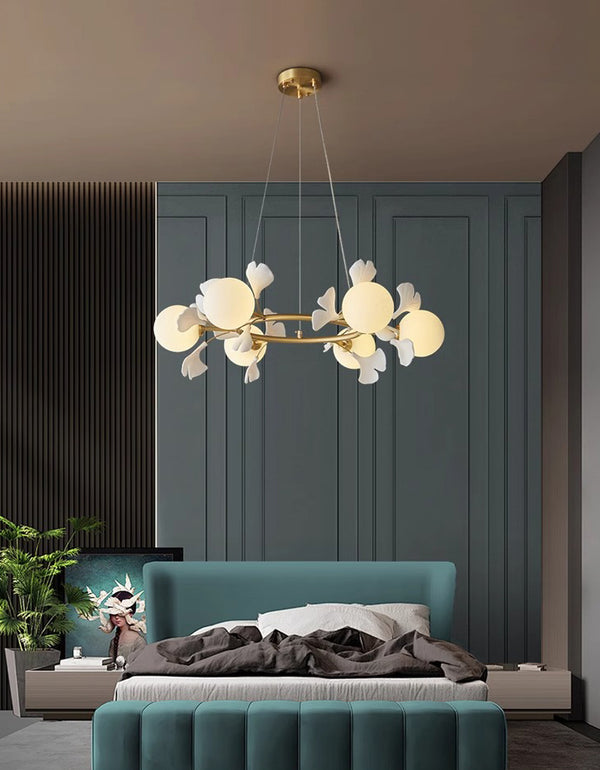 French creative ginkgo leaf living room chandelier