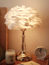 Lampe de chevet de chambre à coucher en plumes