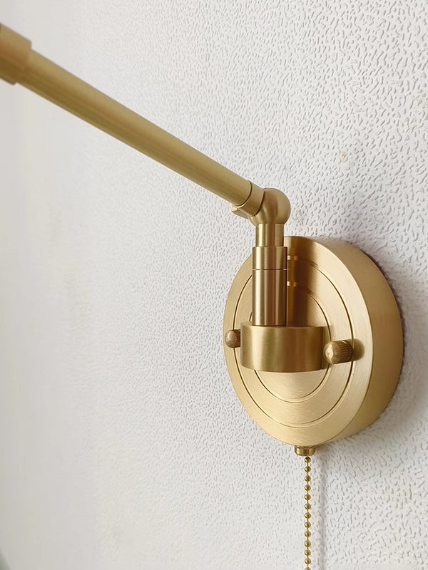 Nordic retro Japanese style long arm telescopic with switch bedroom bedside reading wall lamp