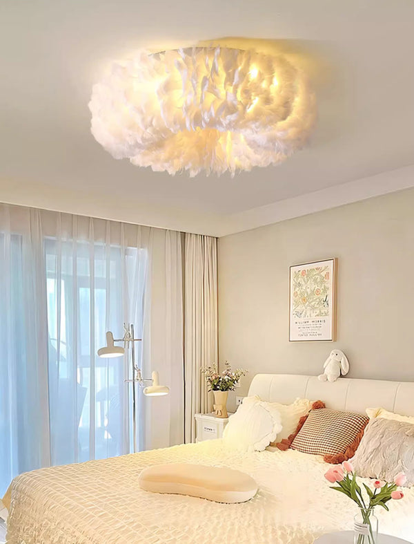Cream style feather bedroom ceiling lamp
