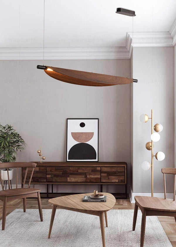 Lustre de salle à manger rétro créatif et personnalisé en forme de feuille