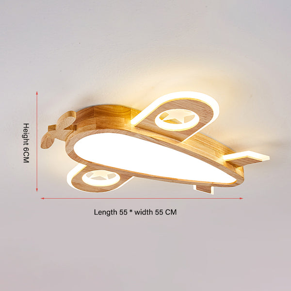 Flugzeug-Deckenlampe aus Massivholz