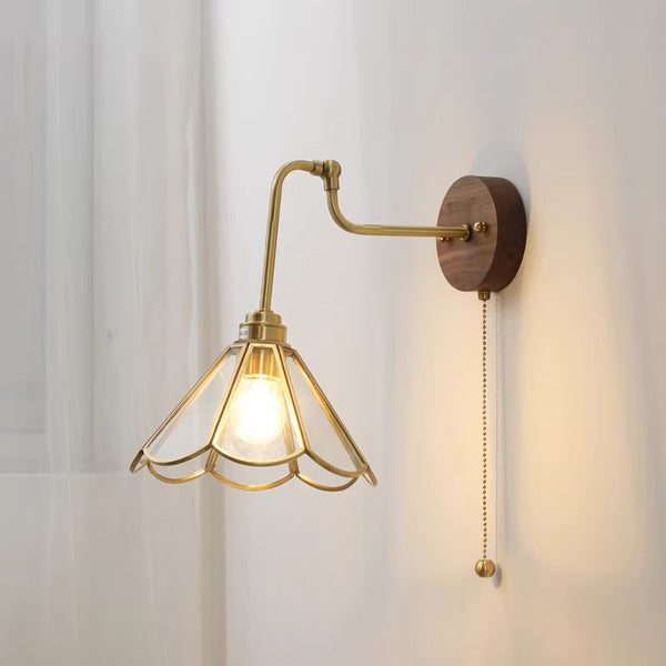 Medieval style glass bedroom bedside wall lamp