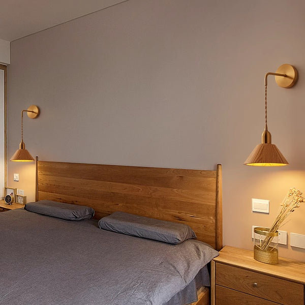 Wandlampe aus Massivholz im japanischen Stil komplett aus Kupfer