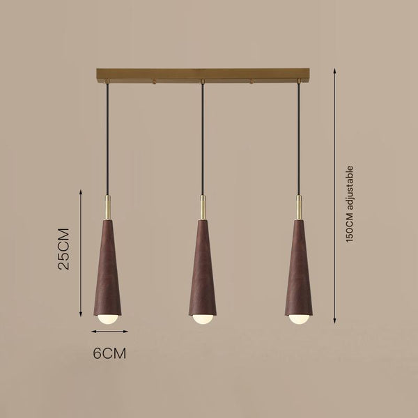 Lustre de chevet de chambre en bois massif tout en cuivre