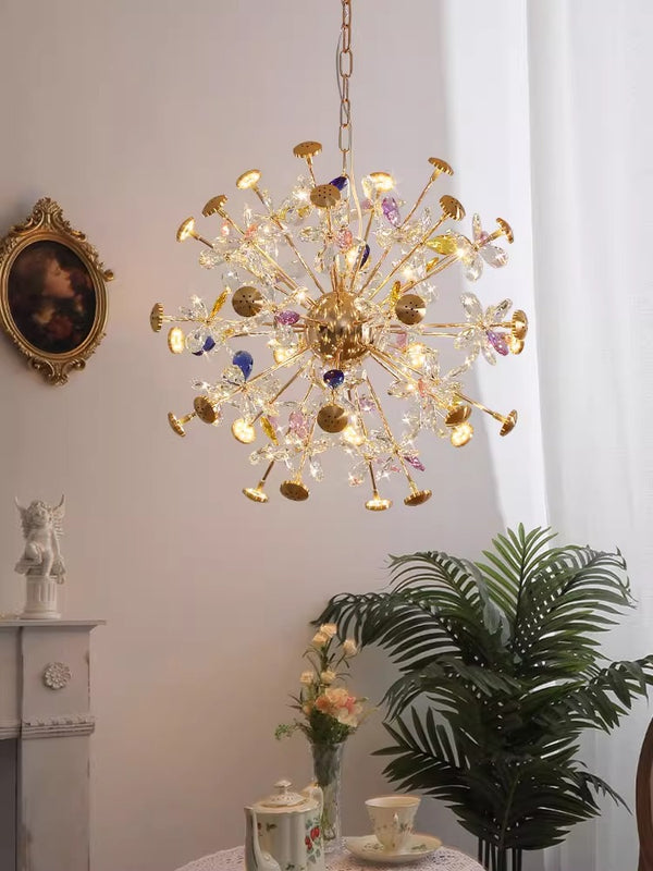 Creative petal dandelion colored crystal chandelier