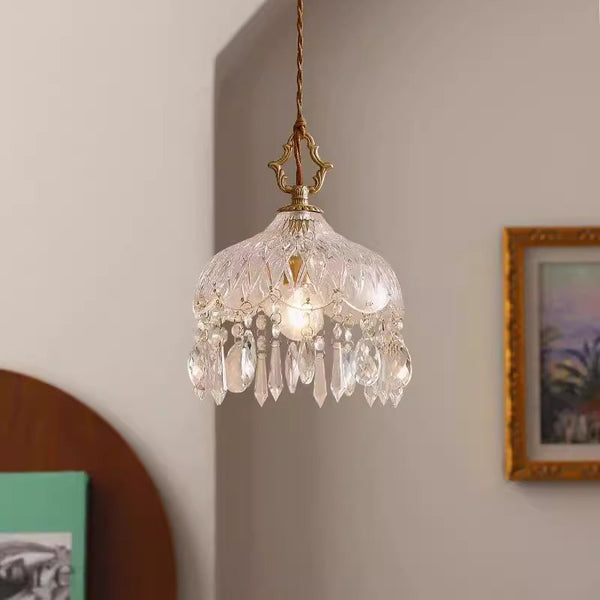 Copper Vintage Crystal Glass Chandelier