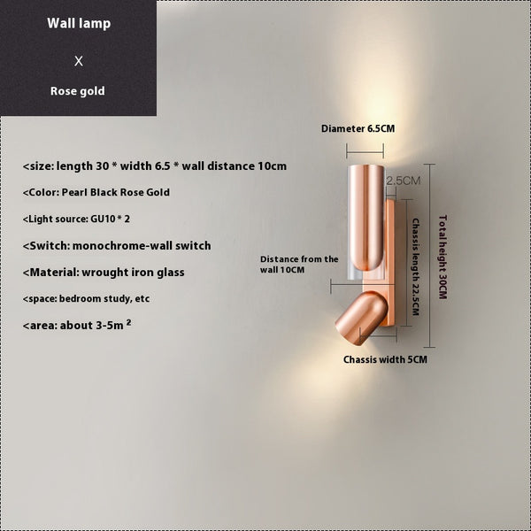 Nordic minimalist double head rotatable bedroom bedside wall lamp