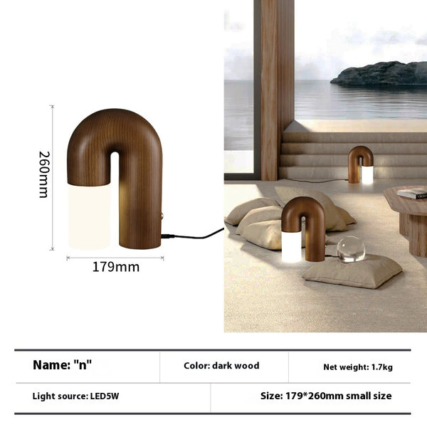 Lampe de table de chambre à coucher en bois massif