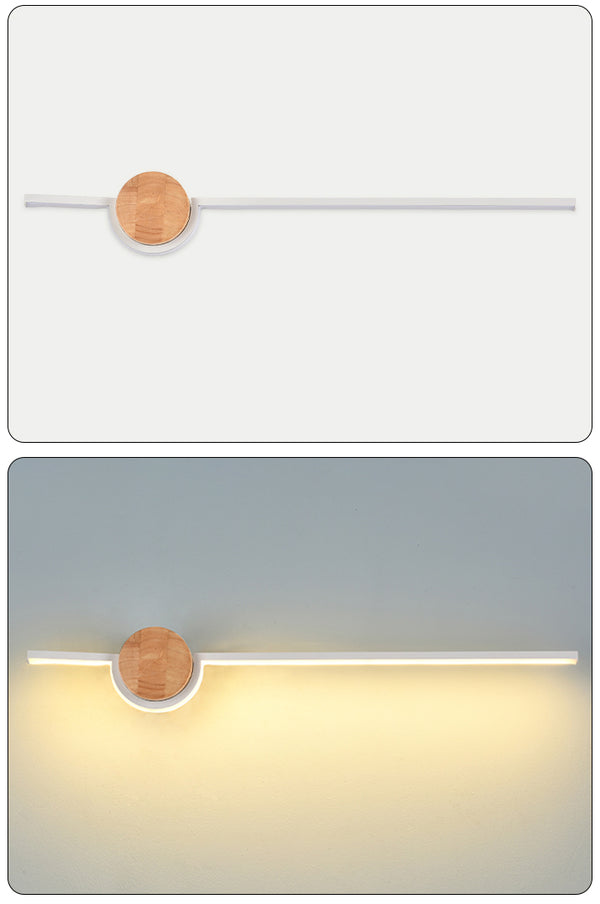 Minimalistische LED-Wandleuchte aus Massivholzstreifen