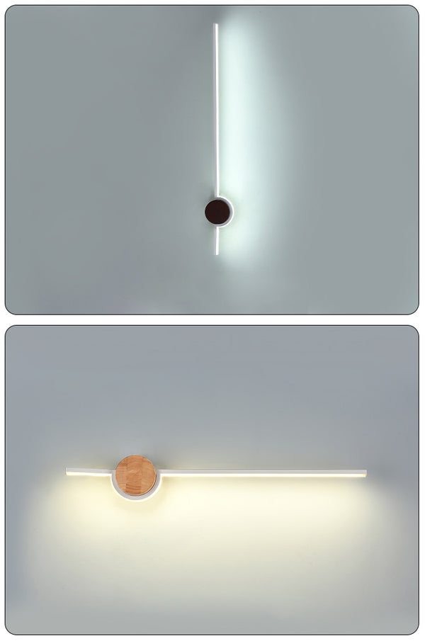 Minimalistische LED-Wandleuchte aus Massivholzstreifen