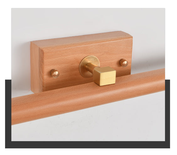 Wandlampe aus massivem Holz mit langem Spiegel