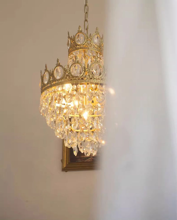 Vintage brass crystal chandelier