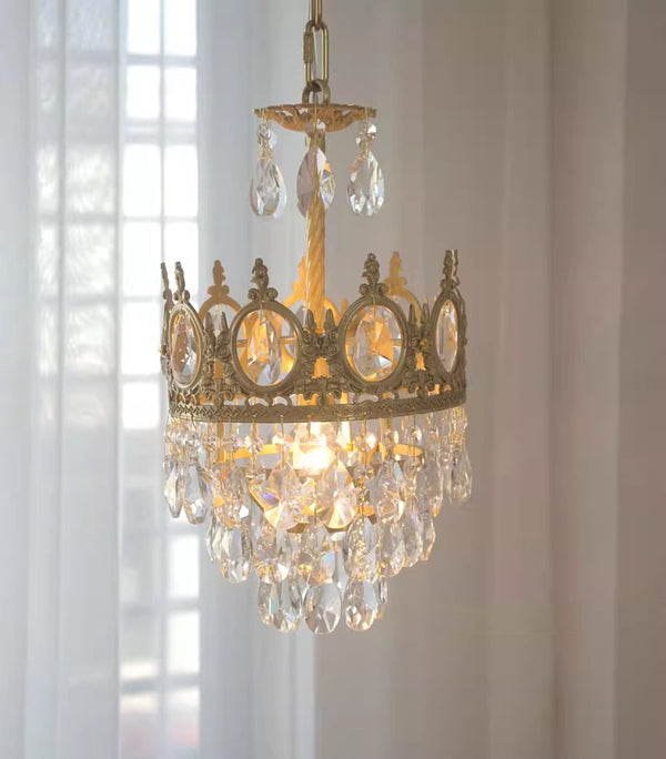 Vintage brass crystal chandelier