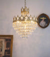 Vintage brass crystal chandelier