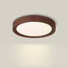 Einfache runde Deckenlampe für Schlafzimmer mit Holzmaserung