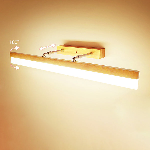 Applique murale LED en bois massif avec miroir