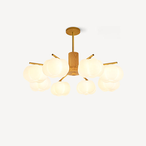 Rubber Wood Pumpkin Chandelier