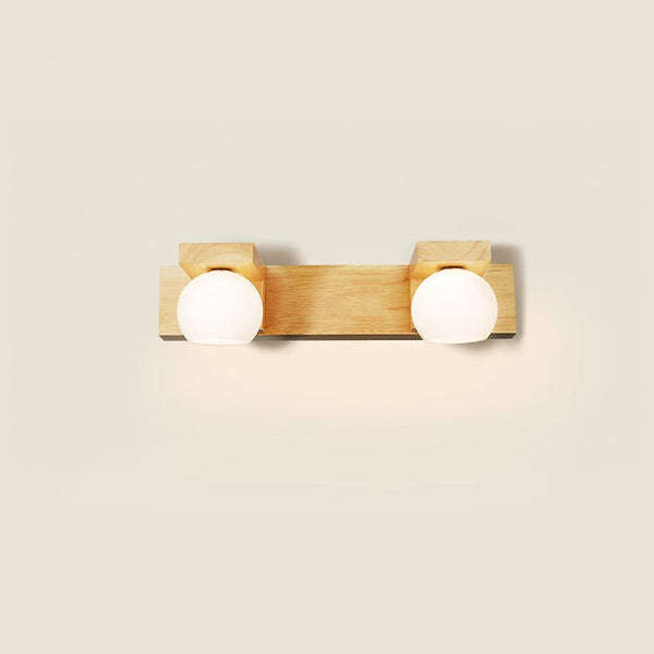 Solid wood bathroom wall light