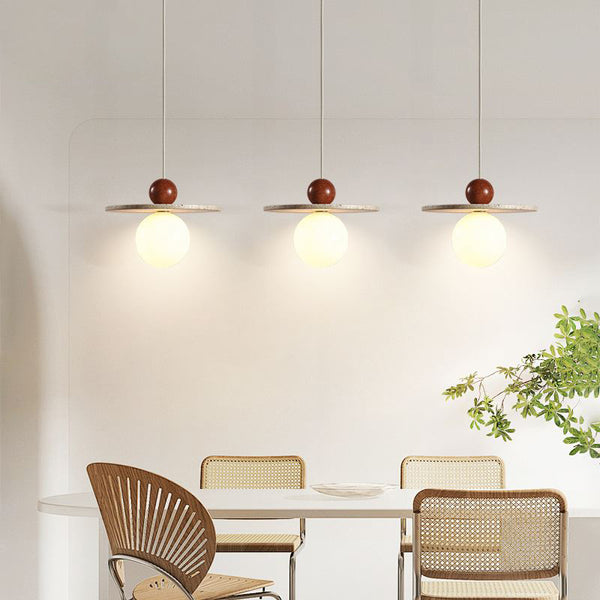 Lustre en travertin jaune français de style Wabi-sabi