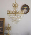 Vintage brass crystal chandelier