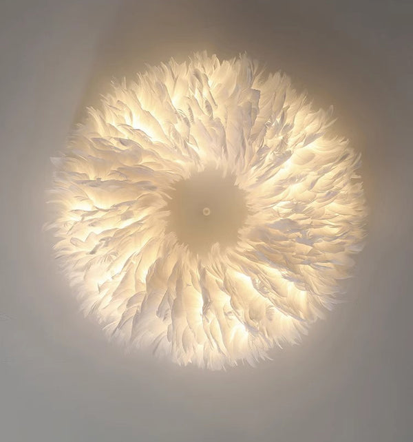 Cream style feather bedroom ceiling lamp