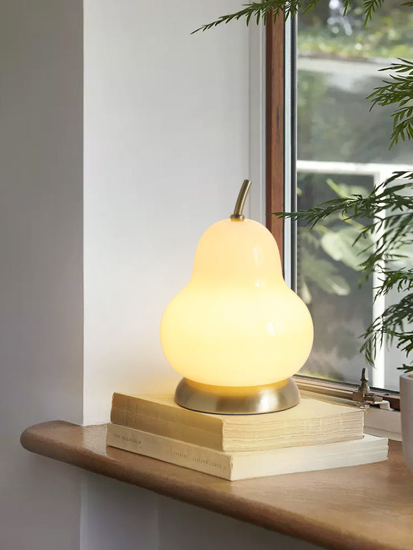 Cremefarbene Birnen-Tischlampe