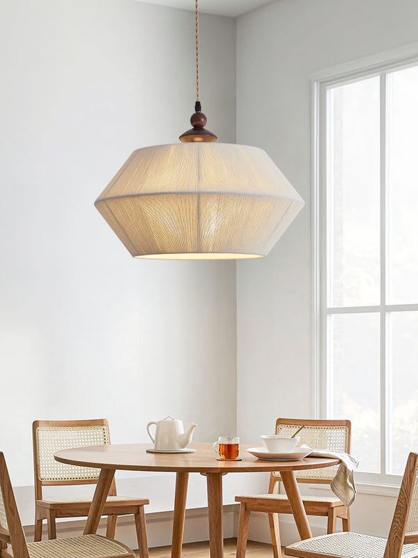 Lustre en corde de coton et tissu de style rétro