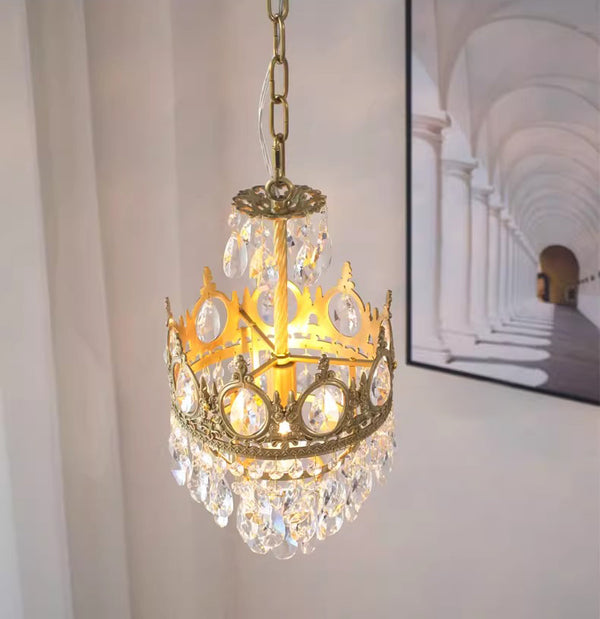Vintage brass crystal chandelier