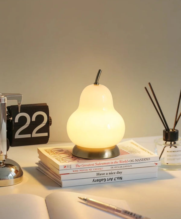 Cremefarbene Birnen-Tischlampe