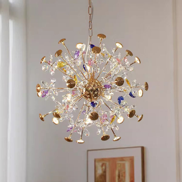 Creative petal dandelion colored crystal chandelier