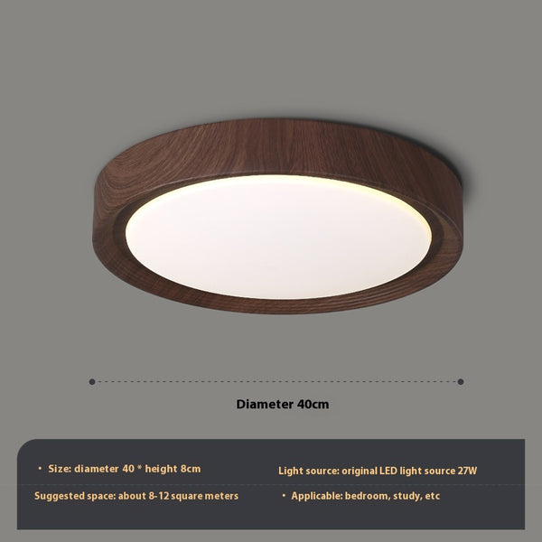Einfache runde Deckenlampe für Schlafzimmer mit Holzmaserung