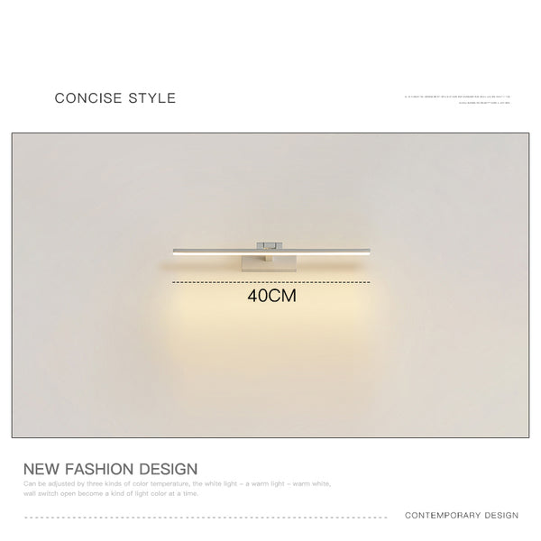 Simple LED retractable mirror front wall lamp