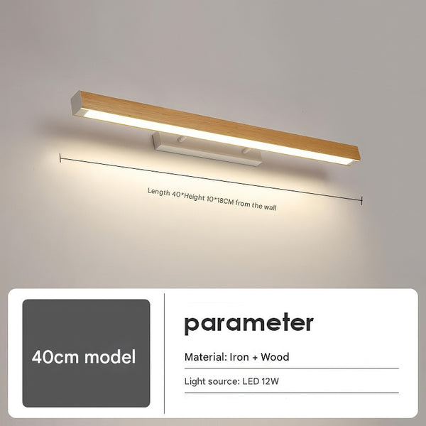 Applique murale miroir à LED en bois massif de style bûche