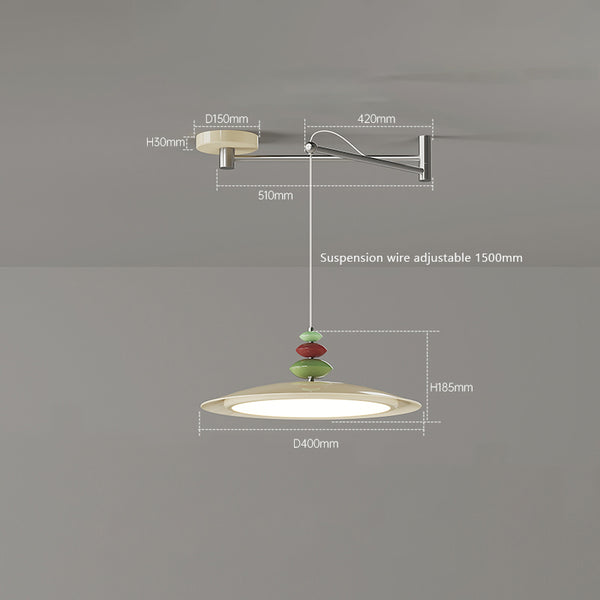 Lustre de salle à manger en forme de soucoupe volante de style crème