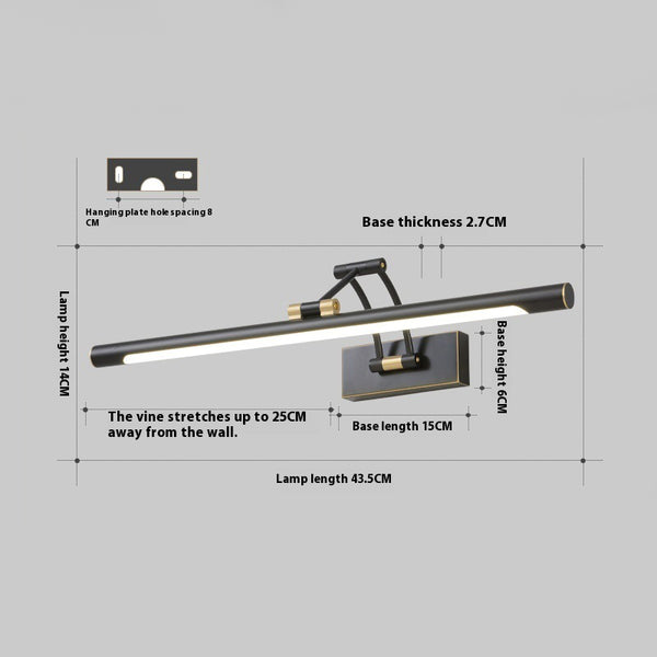Retractable folding mirror wall lamp
