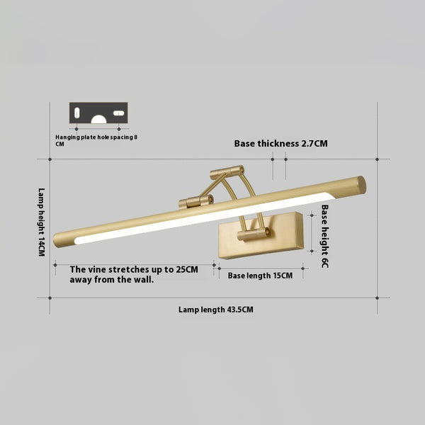 Retractable folding mirror wall lamp