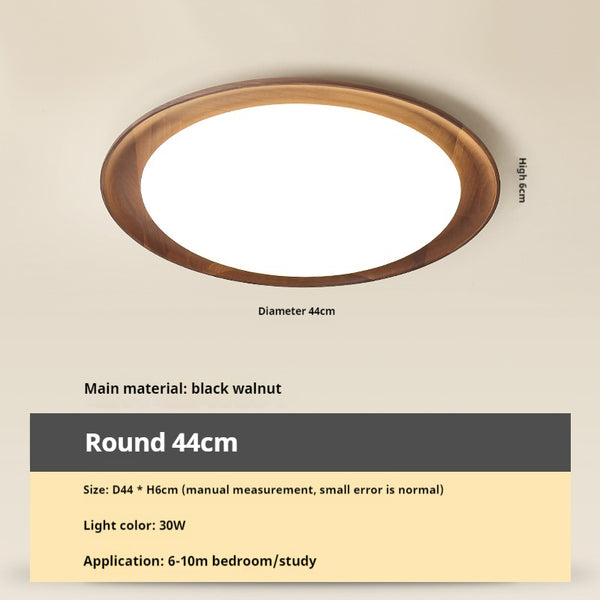 Ultradünne Deckenlampe aus Walnussholz für das Schlafzimmer