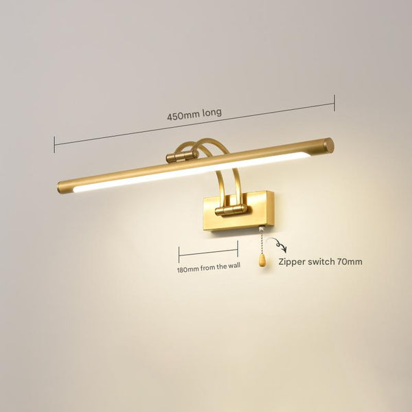 All-copper foldable LED mirror wall lamp