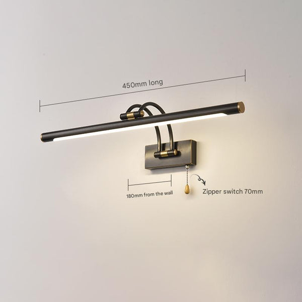 All-copper foldable LED mirror wall lamp